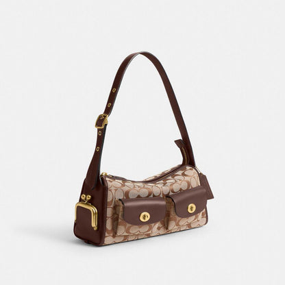 CGB17-Turnlock Haversack Bag 27 in Signature Jacquard-B4/Khaki Maple