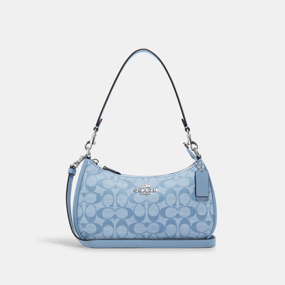 CH139-Teri Shoulder Bag In Signature Chambray-Sv/Cornflower Multi