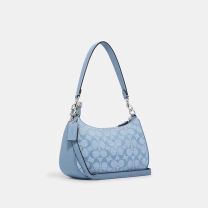 CH139-Teri Shoulder Bag In Signature Chambray-Sv/Cornflower Multi