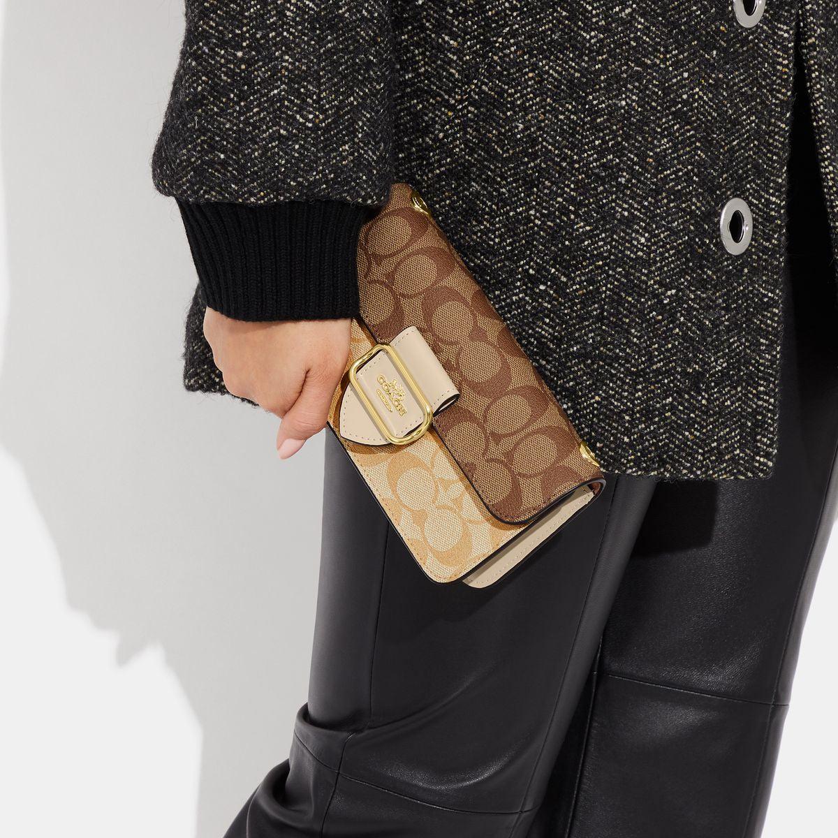 CH167-Morgan Crossbody In Blocked Signature Canvas-IM/Light Khaki Multi