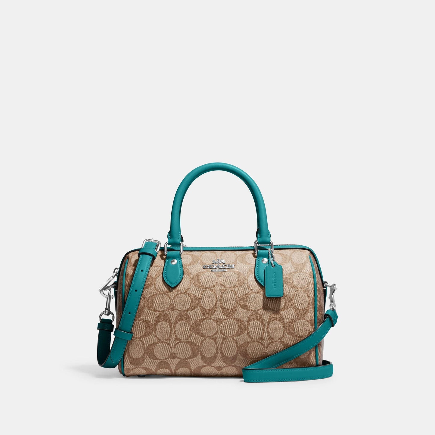 CH280-Rowan Satchel In Signature Canvas-SV/KHAKI/TEAL