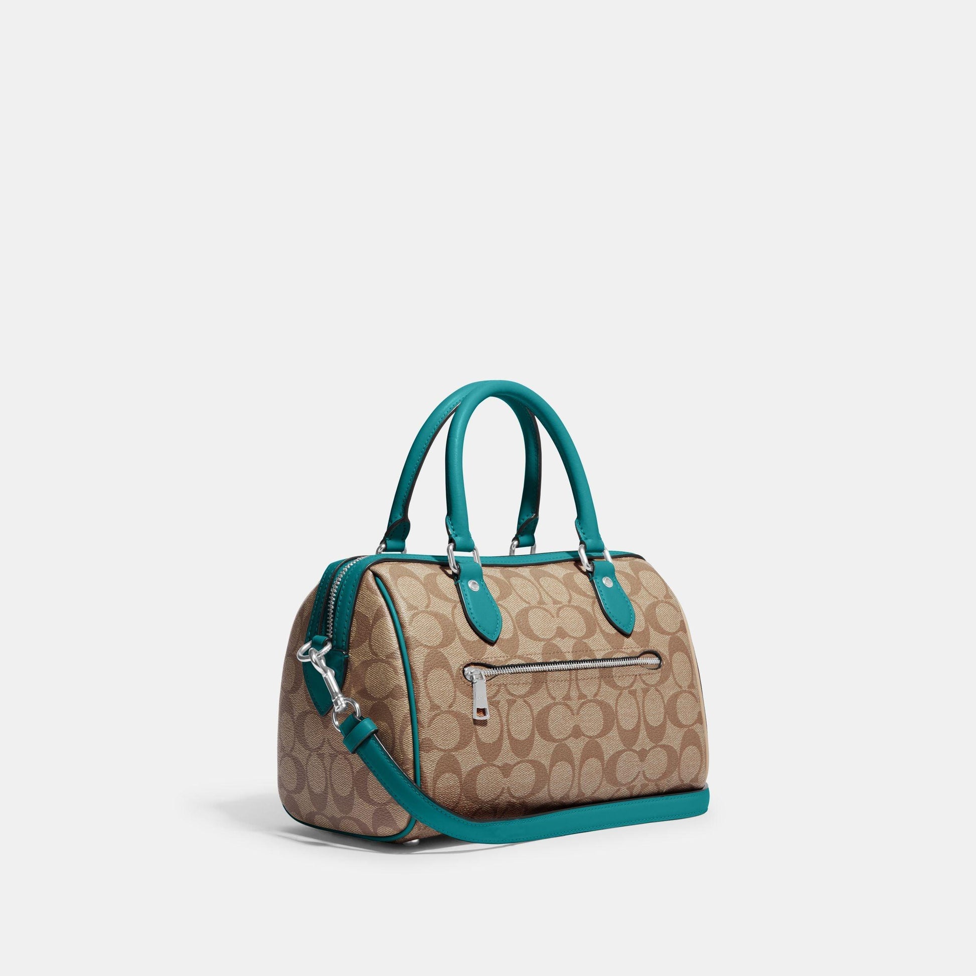 CH280-Rowan Satchel In Signature Canvas-SV/KHAKI/TEAL