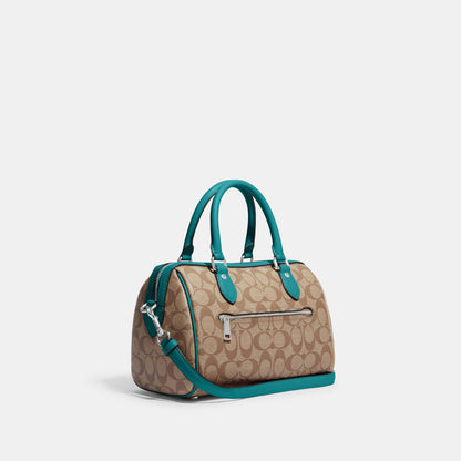 CH280-Rowan Satchel In Signature Canvas-SV/KHAKI/TEAL