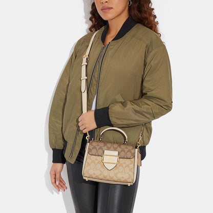 CH314-Morgan Top Handle Satchel In Blocked Signature Canvas-Im/Light Khaki Multi