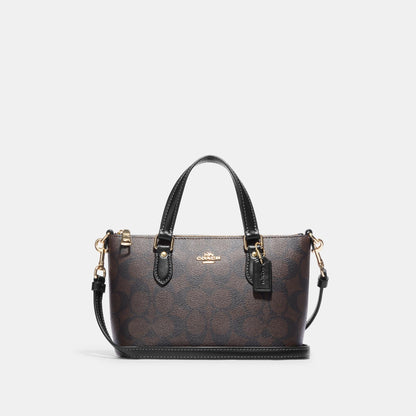 CH468-Mini Gallery Crossbody In Signature Canvas-IM/Brown Black