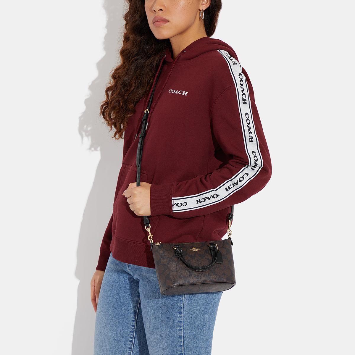 CH468-Mini Gallery Crossbody In Signature Canvas-IM/Brown Black