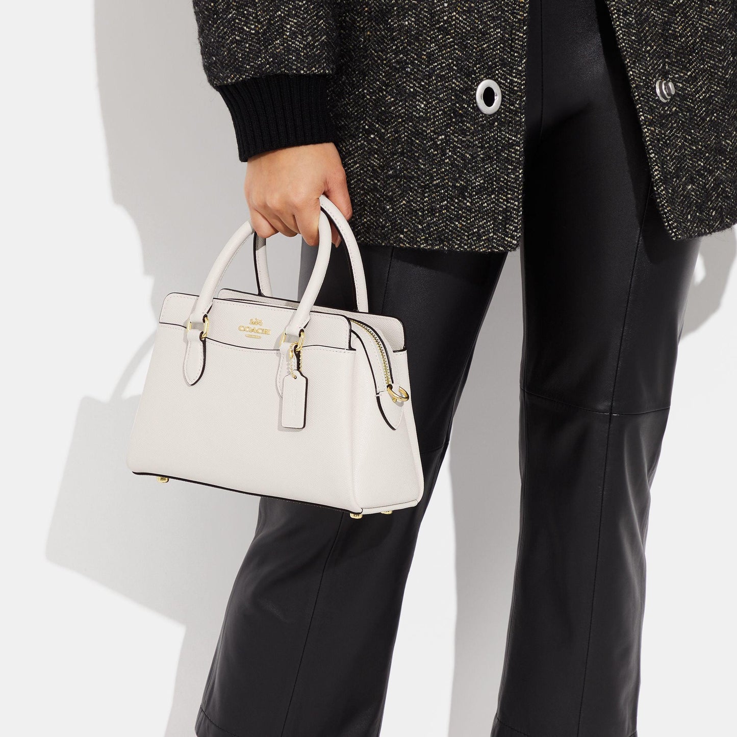 CH502-Mini Darcie Carryall With Signature Canvas Detail-IM/Chalk