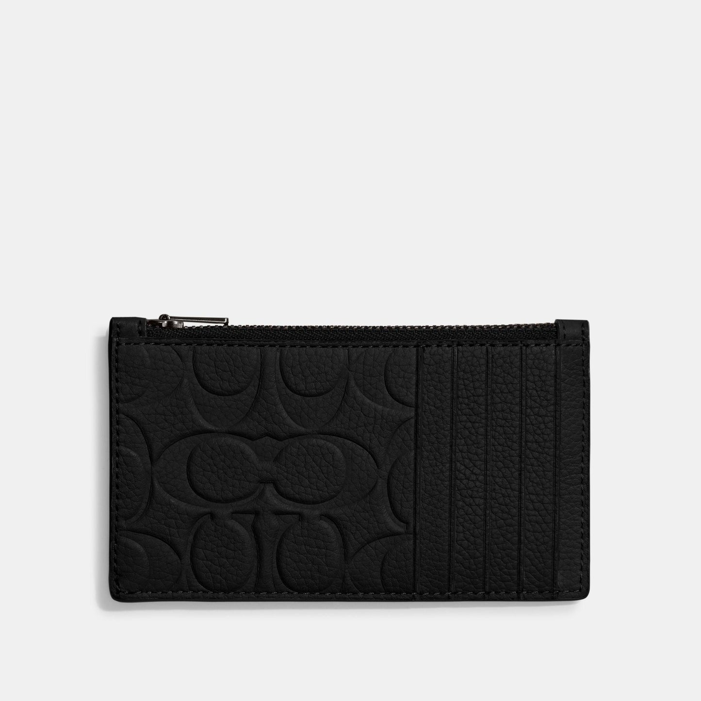CH744-Zip Card Case In Signature Leather-Black