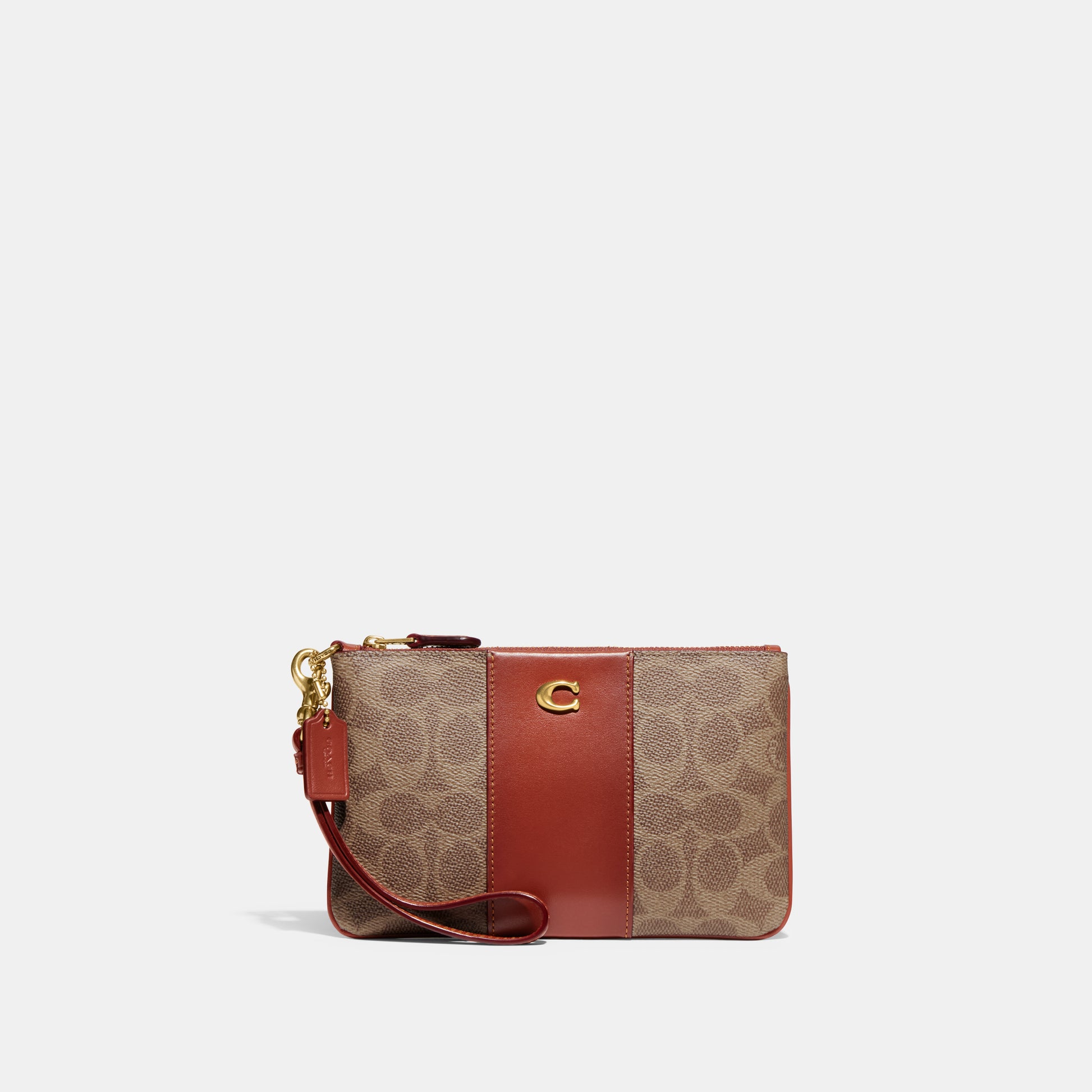 CI189-Small Wristlet In Signature Canvas-B4/Tan Rust