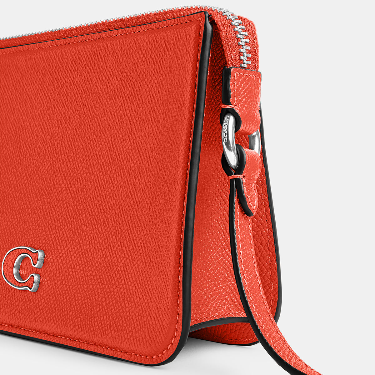 CJ797-Pouch Bag With Signature Canvas Interior-Sun Orange