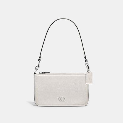 cj797-Pouch Bag With Signature Canvas Interior-Chalk