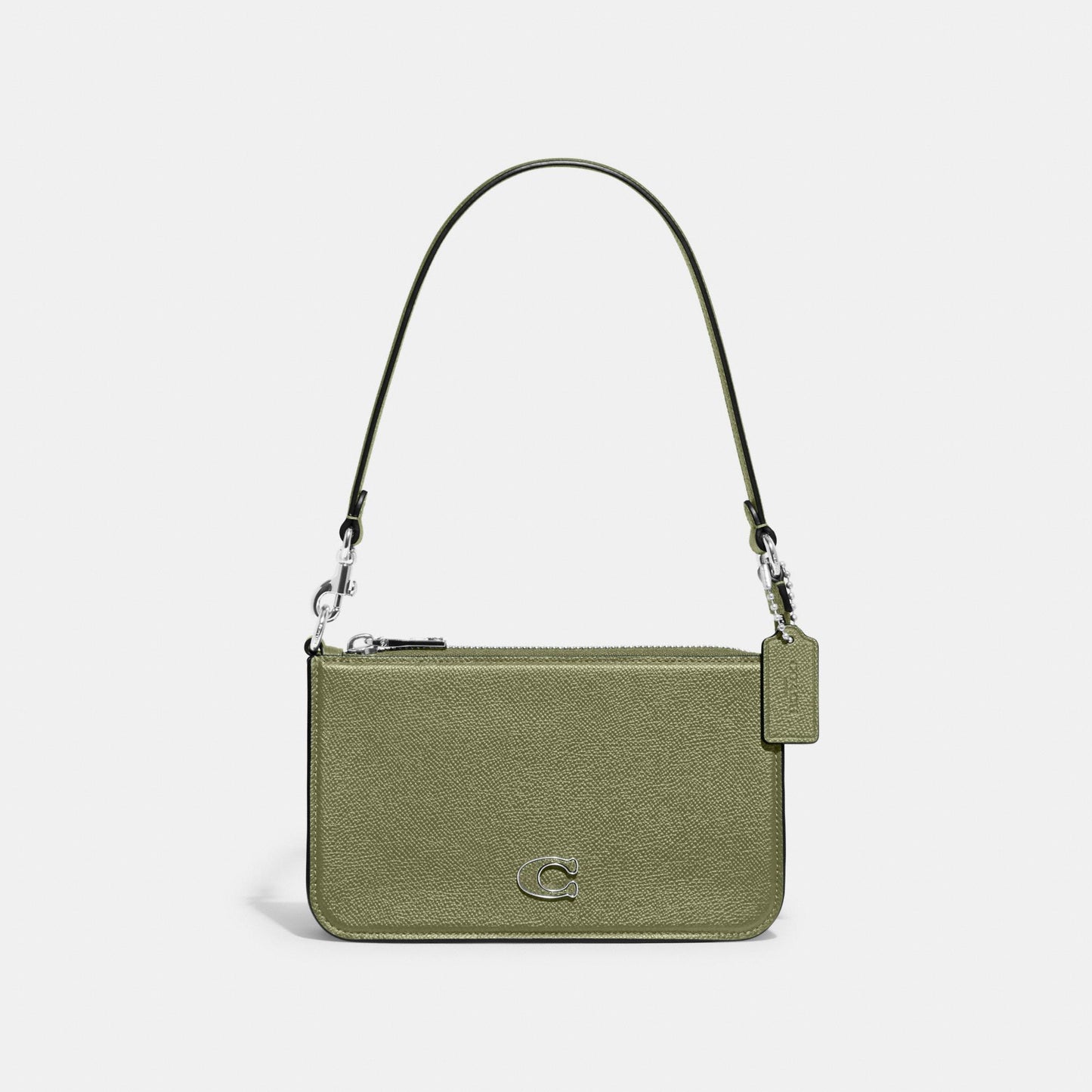 CJ797-Pouch Bag With Signature Canvas Interior-Moss