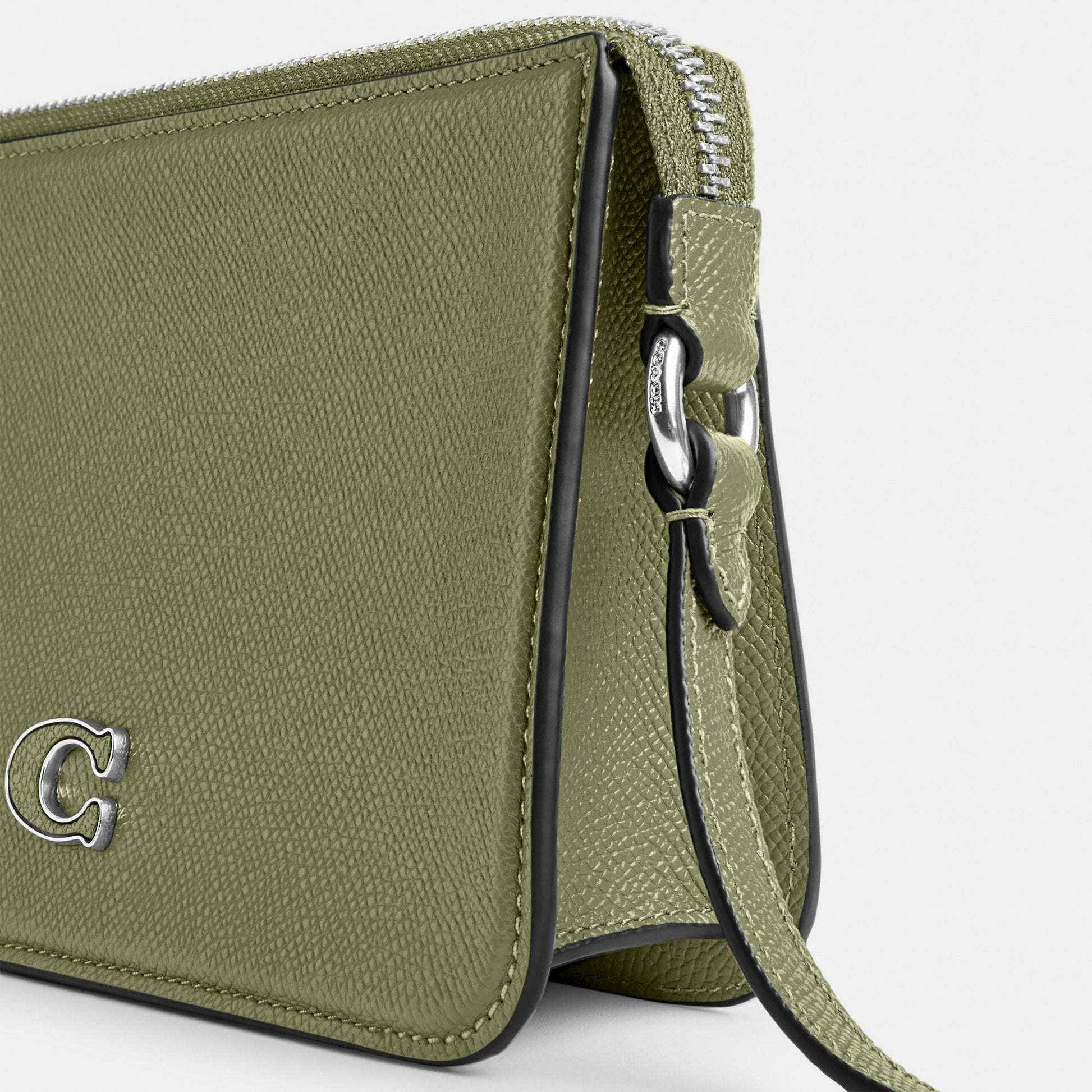 CJ797-Pouch Bag With Signature Canvas Interior-Moss