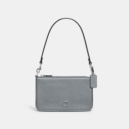 CJ797-Pouch Bag With Signature Canvas Interior-Grey Blue