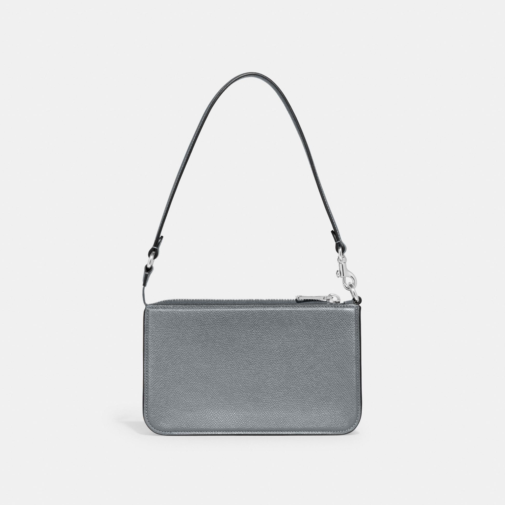 CJ797-Pouch Bag With Signature Canvas Interior-Grey Blue