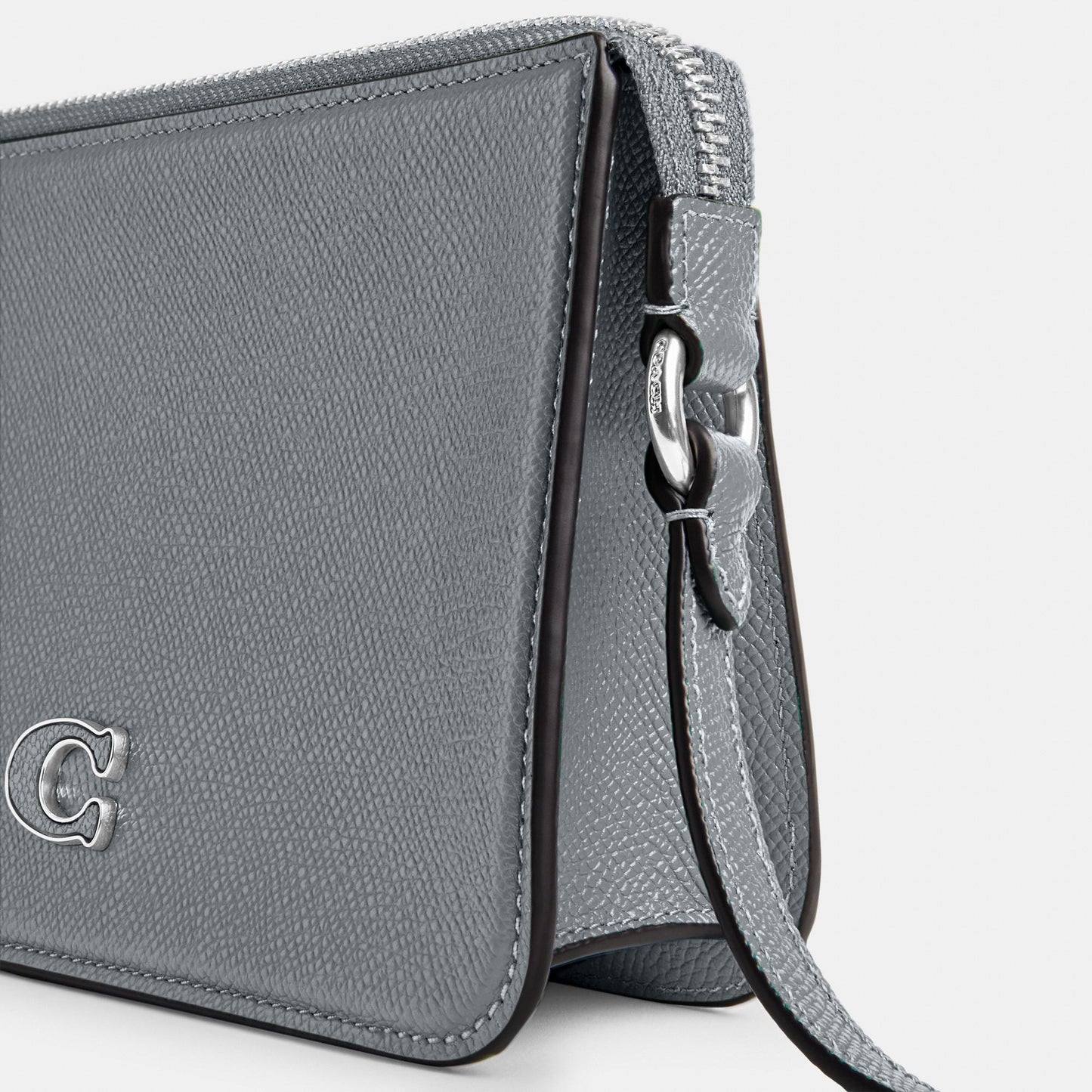 CJ797-Pouch Bag With Signature Canvas Interior-Grey Blue