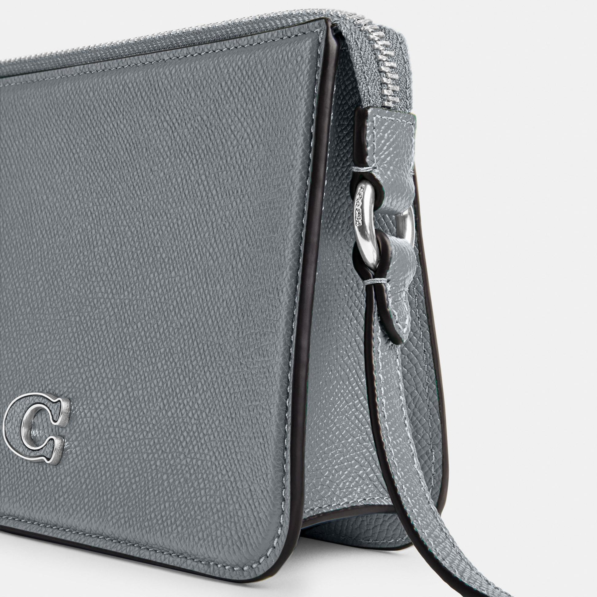 CJ797-Pouch Bag With Signature Canvas Interior-Grey Blue
