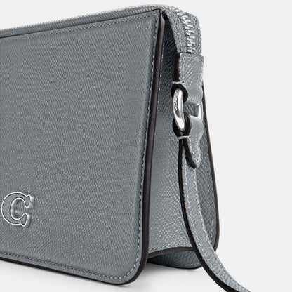 CJ797-Pouch Bag With Signature Canvas Interior-Grey Blue