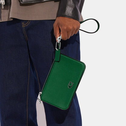 CJ797-Pouch Bag With Signature Canvas Interior-Green