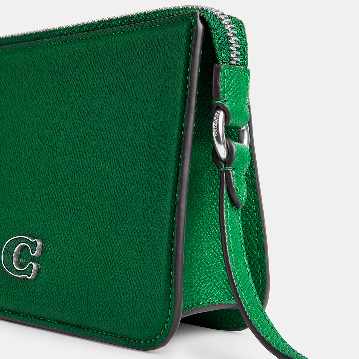 CJ797-Pouch Bag With Signature Canvas Interior-Green