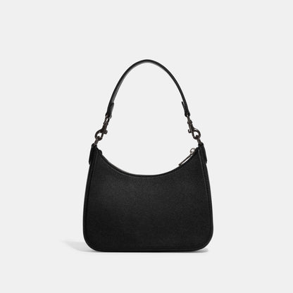 CJ842-Hobo Crossbody With Signature Canvas-Black