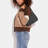 CJ842-Hobo Crossbody With Signature Canvas-Black