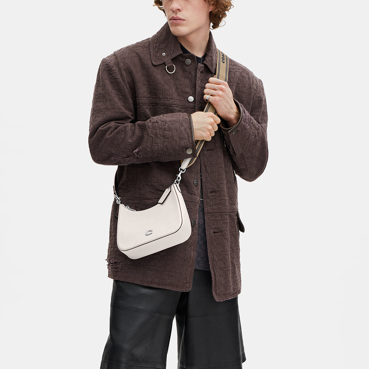 CJ842-Hobo Crossbody With Signature Canvas-Chalk