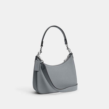 CJ842-Hobo Crossbody With Signature Canvas-Grey Blue