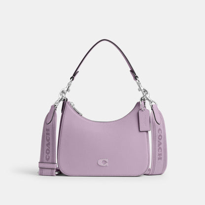 CJ842-Hobo Crossbody With Signature Canvas-Soft Purple