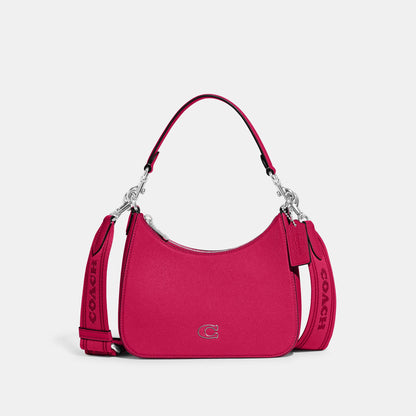 CJ842-Hobo Crossbody With Signature Canvas-Dragonfruit