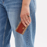 CM438-Mini Trifold Wallet In Signature Canvas-B4/Tan Rust