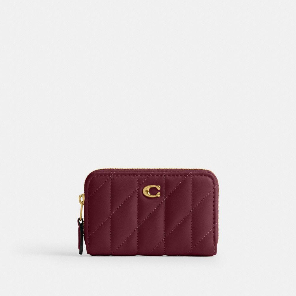 CM505-Small Zip Around Card Case with Pillow Quilting-B4/Dark Cherry