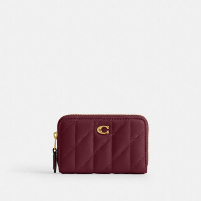 CM505-Small Zip Around Card Case with Pillow Quilting-B4/Dark Cherry