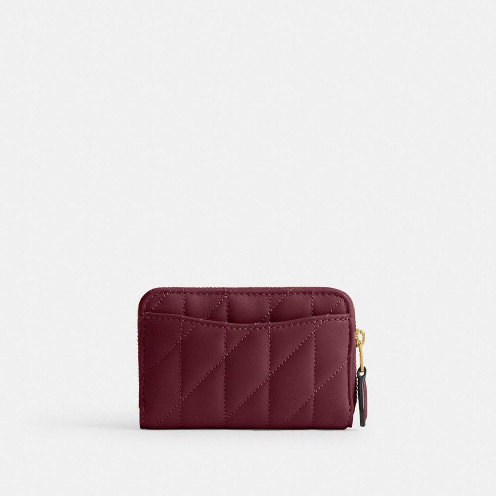 CM505-Small Zip Around Card Case with Pillow Quilting-B4/Dark Cherry
