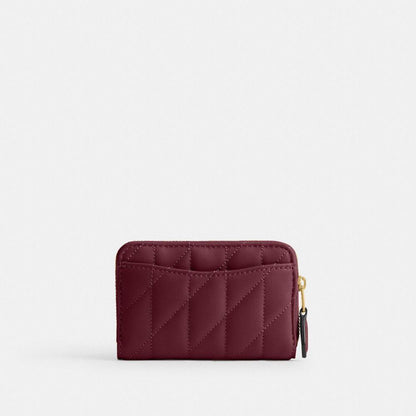 CM505-Small Zip Around Card Case with Pillow Quilting-B4/Dark Cherry