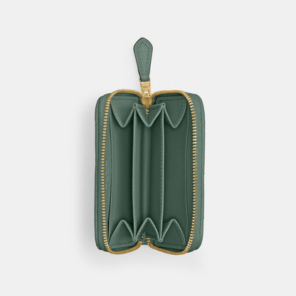 CM505-Small Zip Around Card Case with Pillow Quilting-B4/Sage