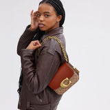 CM551-Idol Bag In Signature Canvas With Snakeskin Detail-B4/Tan Rust