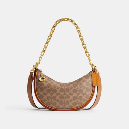 cm582-Mira Shoulder Bag In Signature Canvas-B4/Tan Rust