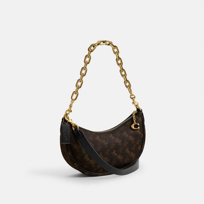 CM584-Mira Shoulder Bag With Horse And Carriage Print-B4/Truffle Black