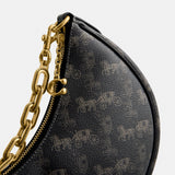 CM584-Mira Shoulder Bag With Horse And Carriage Print-B4/Truffle Black