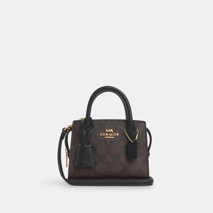 co975-Andrea Mini Carryall In Signature Canvas-IM/Brown Black