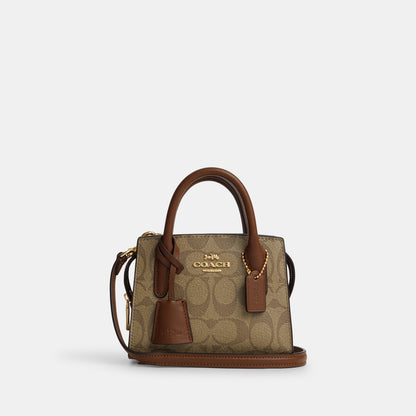co975-Andrea Mini Carryall In Signature Canvas-IM/Khaki Saddle 2