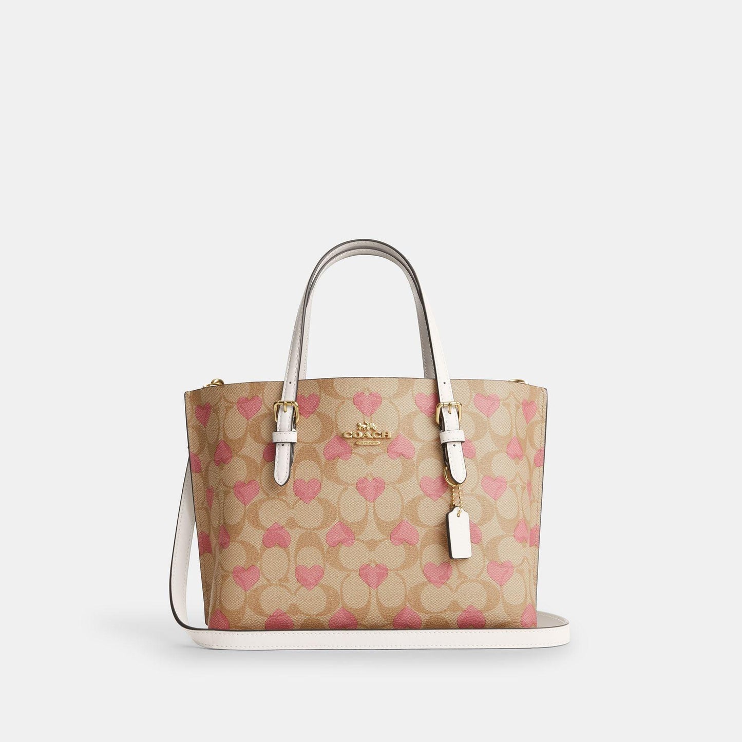 Mollie Tote 25 In Signature Canvas With Heart Print-CP057-Im/Light Khaki Chalk Multi