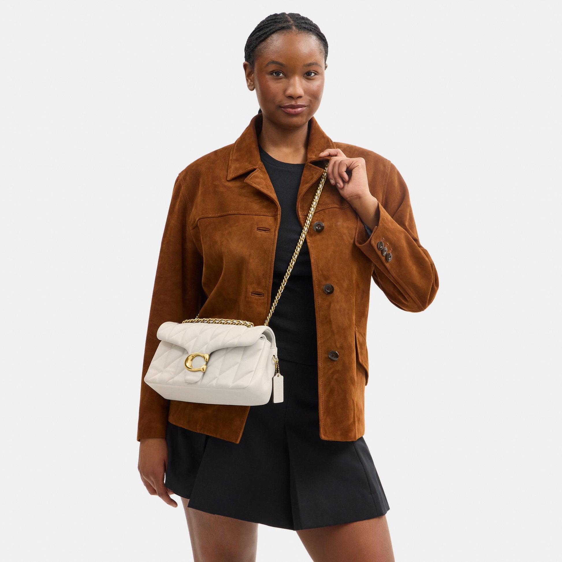 CP150-Tabby Shoulder Bag 26 with Quilting-B4/Chalk