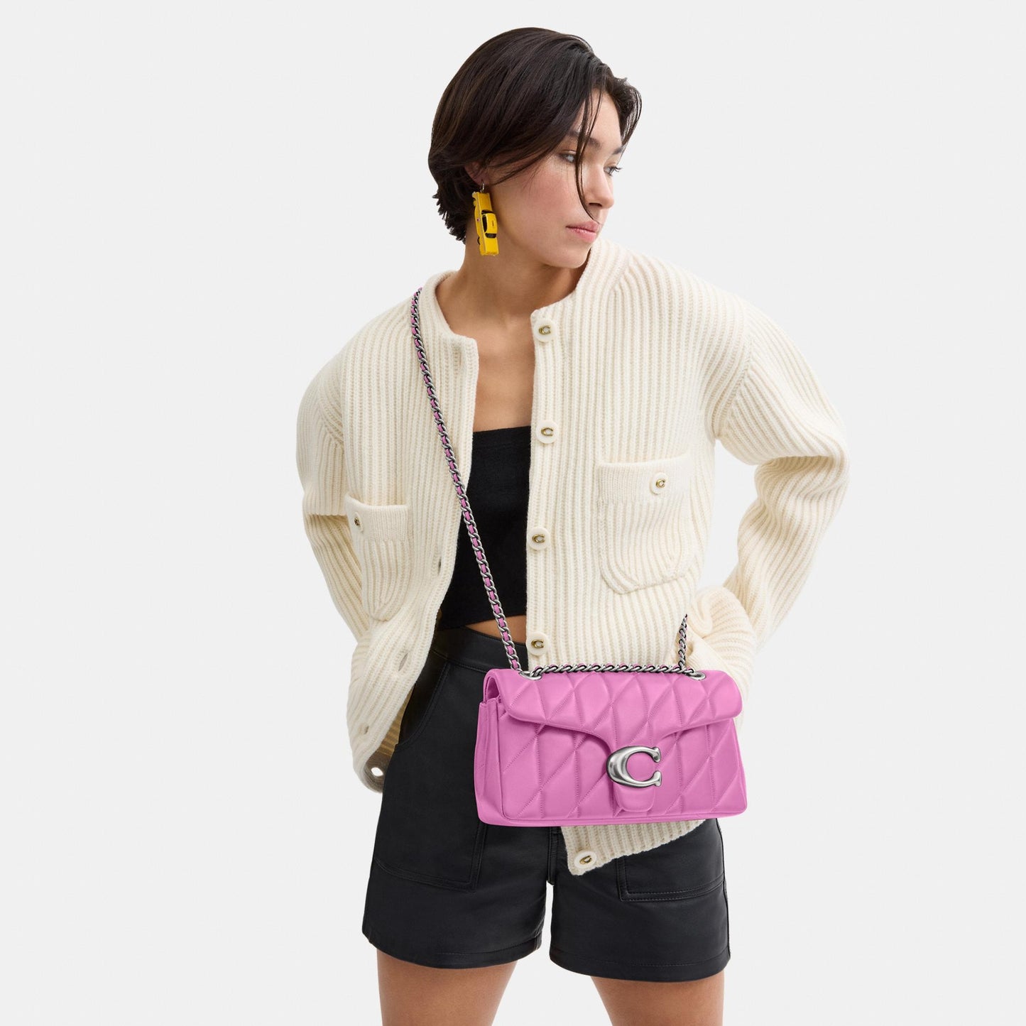 CP150-Tabby Shoulder Bag 26 with Quilting-Lh/Fuchsia.