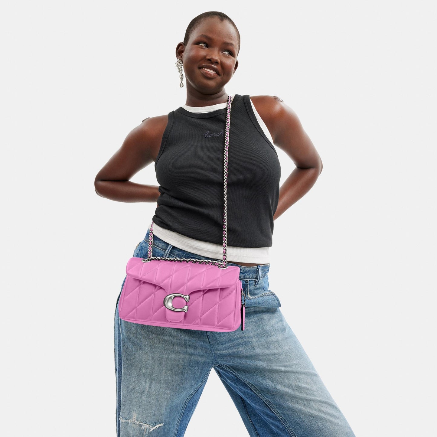 CP150-Tabby Shoulder Bag 26 with Quilting-Lh/Fuchsia.