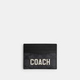 cp276-Card Case In Signature Canvas With Coach Graphic-Charcoal Multi