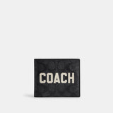 cp280-3-In-1 Wallet In Signature Canvas With Coach Graphic-Charcoal Multi