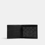 cp280-3-In-1 Wallet In Signature Canvas With Coach Graphic-Charcoal Multi