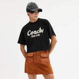 CP778-CURSIVE SIGNATURE CROPPED T-SHIRT-BLACK